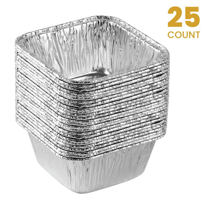 PLASTICPRO Disposable 4.25'' X 4.25 X 2'' Inch Square Aluminum Tin Foil Baking Pans Bakeware - Cookware Perfect for Baking Cakes,Brownies,Bread, Meatloaf, Lasagna, Pack of 25 - Image 5